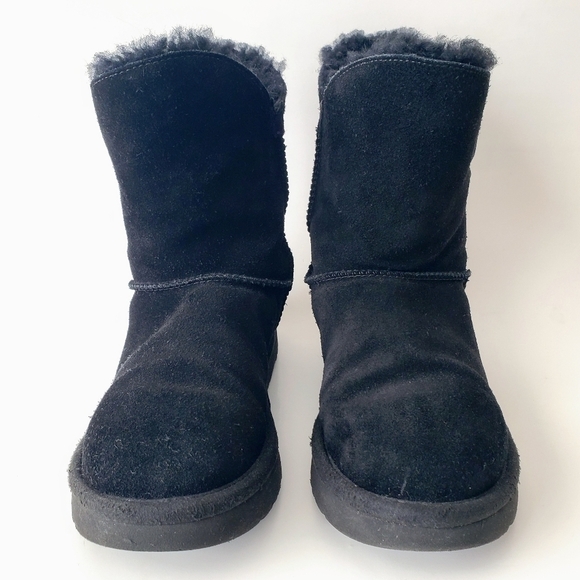 UGG Black Constantine Classic Boot Black Suede Shearling Boots Size 6 - Picture 2 of 8